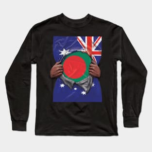 Bangladesh Flag Australian Flag Ripped Open - Gift for Bengali From Bangladesh Long Sleeve T-Shirt